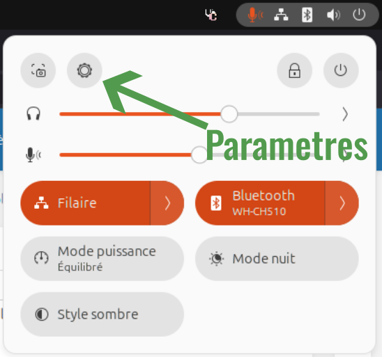 Accès aux paramètres